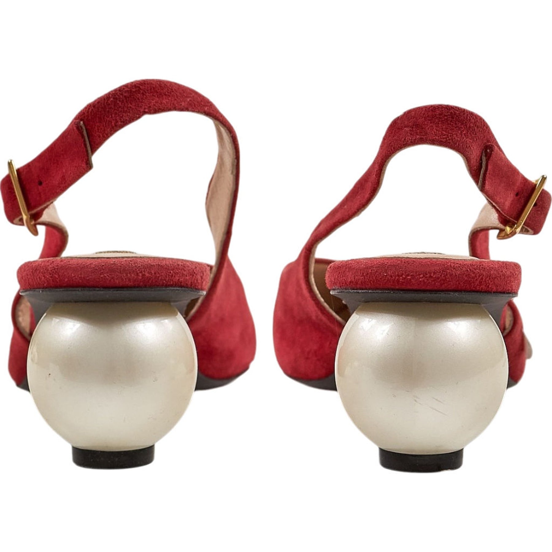 Mother of Pearl Red Suede Heels EU 37