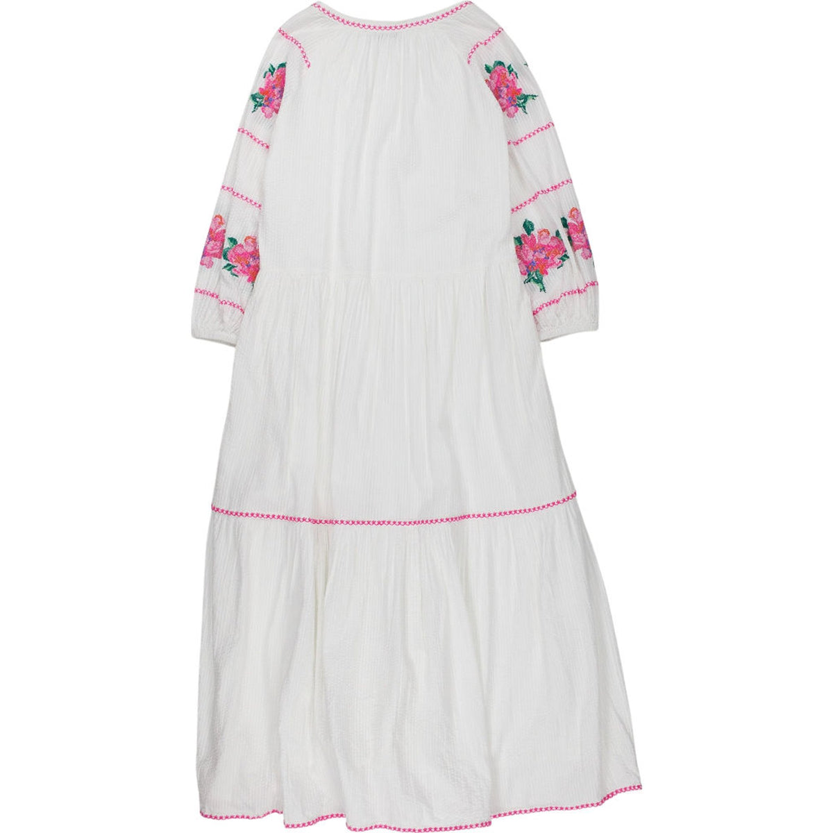 NRBY White Embroidered Midi Dress