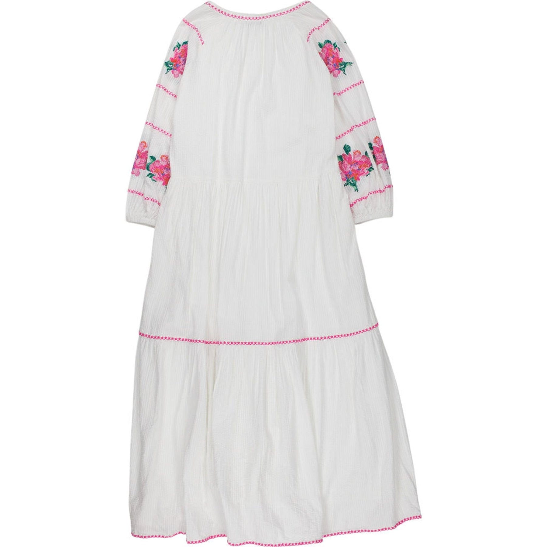 NRBY White Embroidered Midi Dress