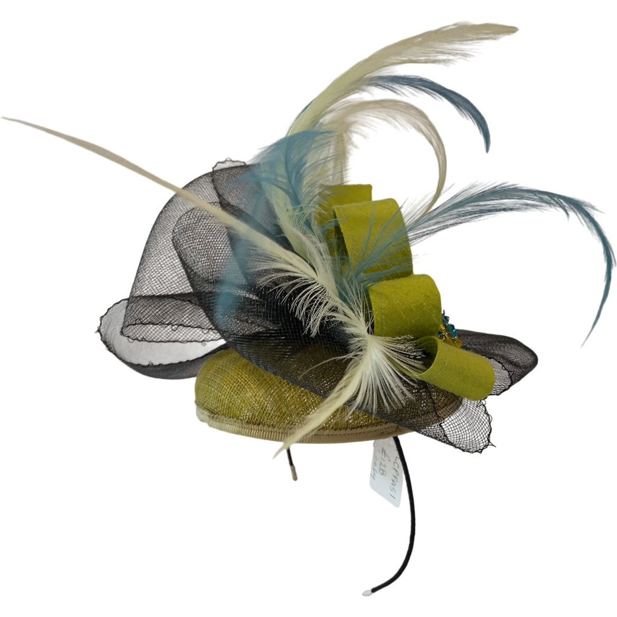 Magpie Accessories Feathered Beaded Fascinator Hat Green