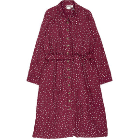 Joanie Cabernet Polka Dot Shirt Dress