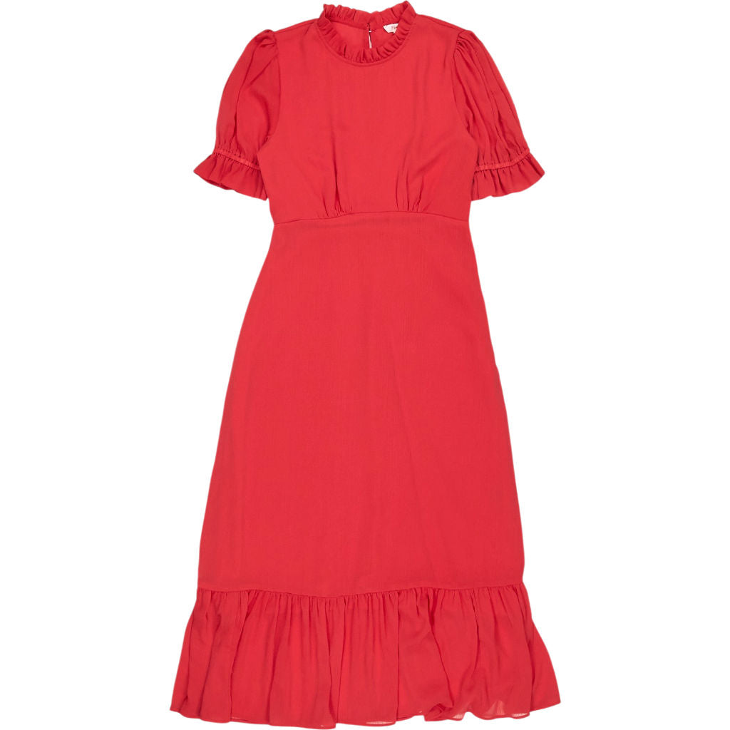 Finery Red Ruffle Midi Dress