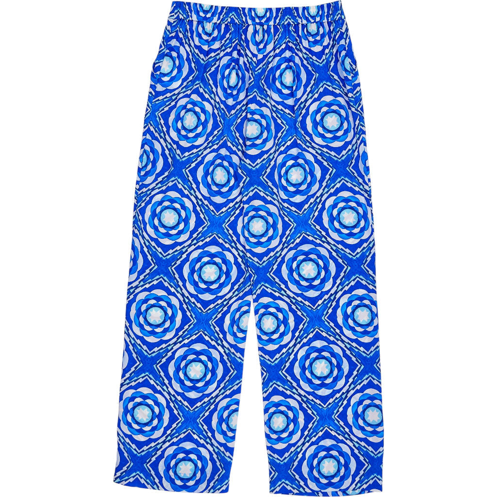 NRBY Blue Geometric Wide Leg Trousers