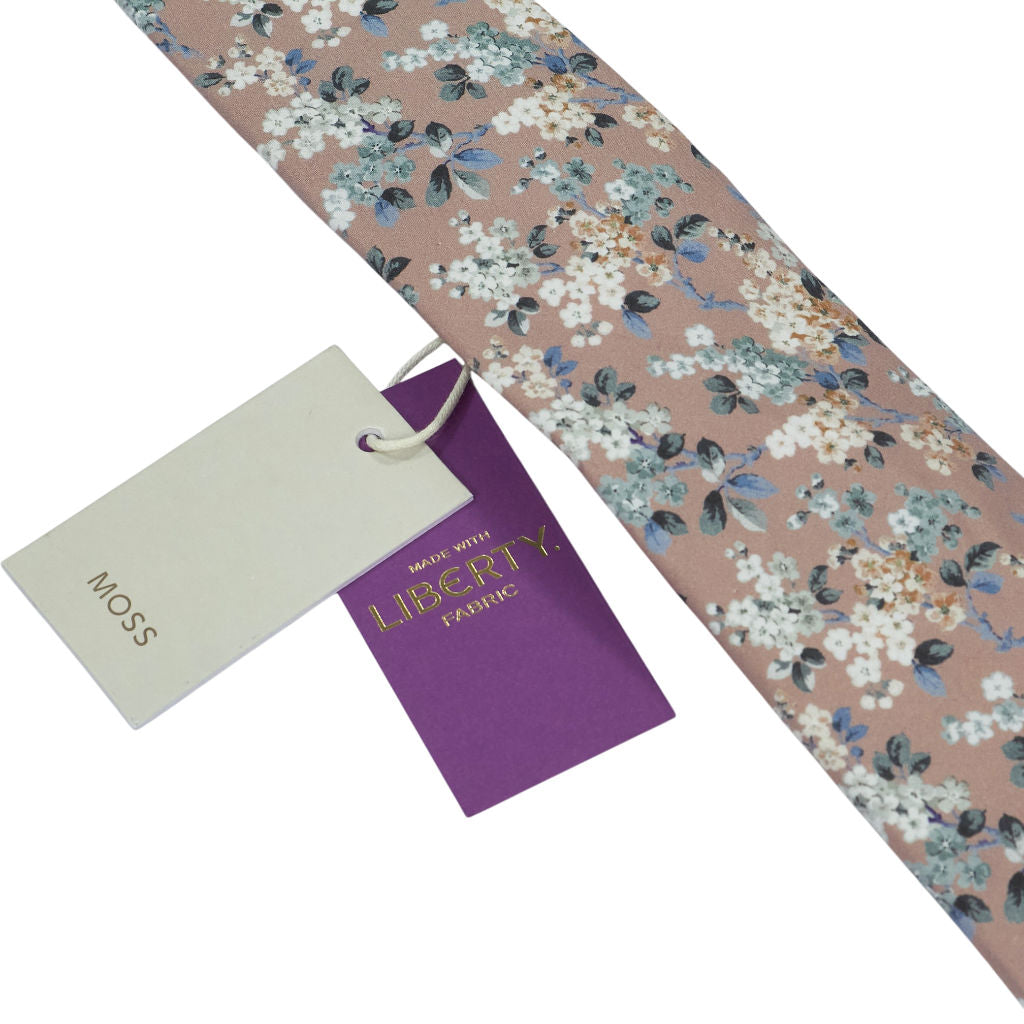 Moss Dusky Pink Floral Liberty Fabric Tie
