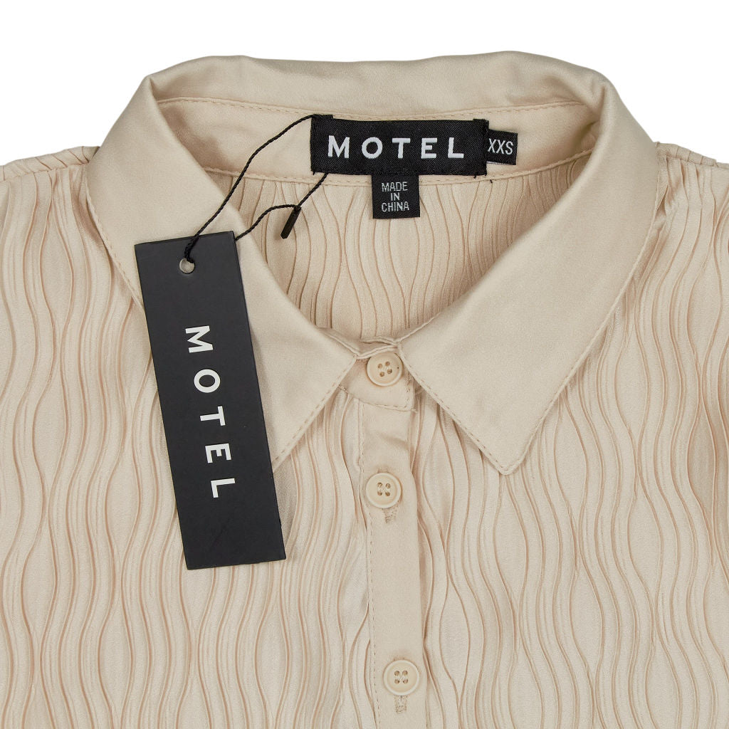 Motel Beige Kean Crinkle Shirt