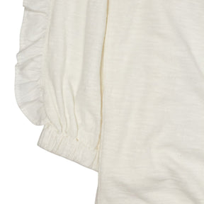 Wyse White Rae Ruffle Sleeve Top