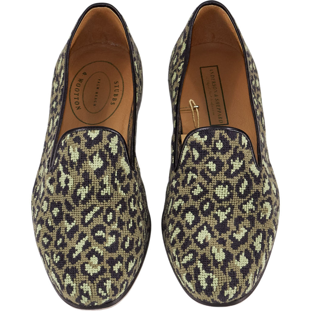 Stubbs & Wootton Green Cotton Camo Slippers