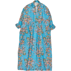 By Walid Blue Floral Linen Dress