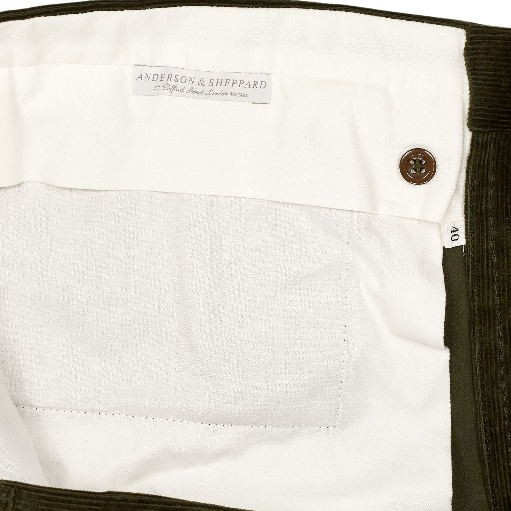 Anderson & Sheppard Green Corduroy Trousers