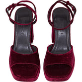 Pull & Bear Velvet Burgundy Block Heel Sandals