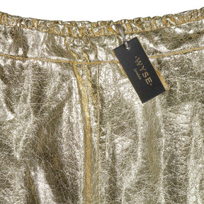 WYSE Gold Crackle Lateisha Faux Leather Skirt