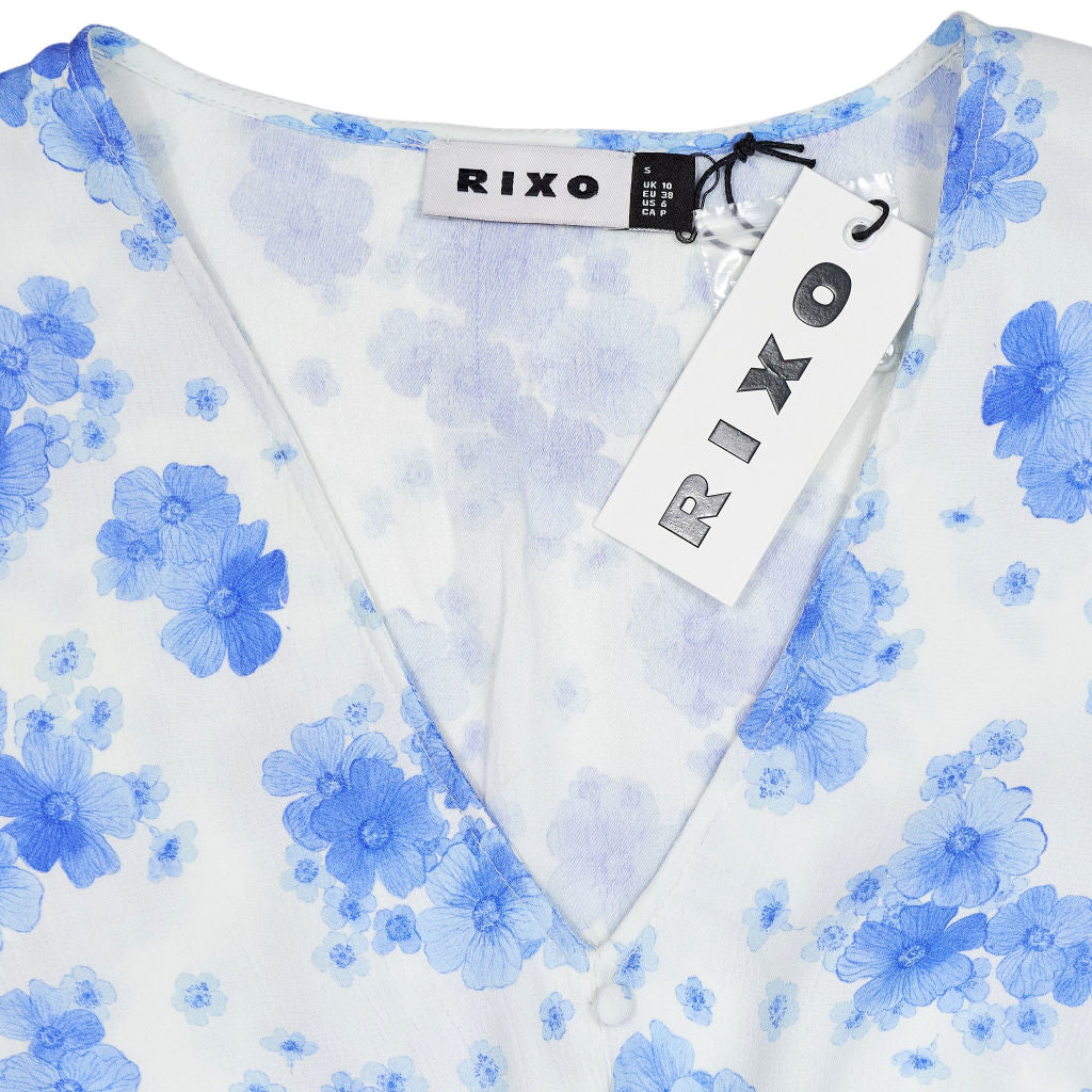 Rixo Blue Victoria Floral Aspen Dress