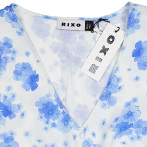 Rixo Blue Victoria Floral Aspen Dress