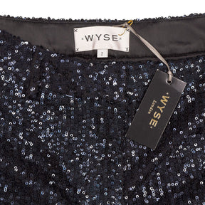 WYSE Blue Black Julienne Sequin Trousers