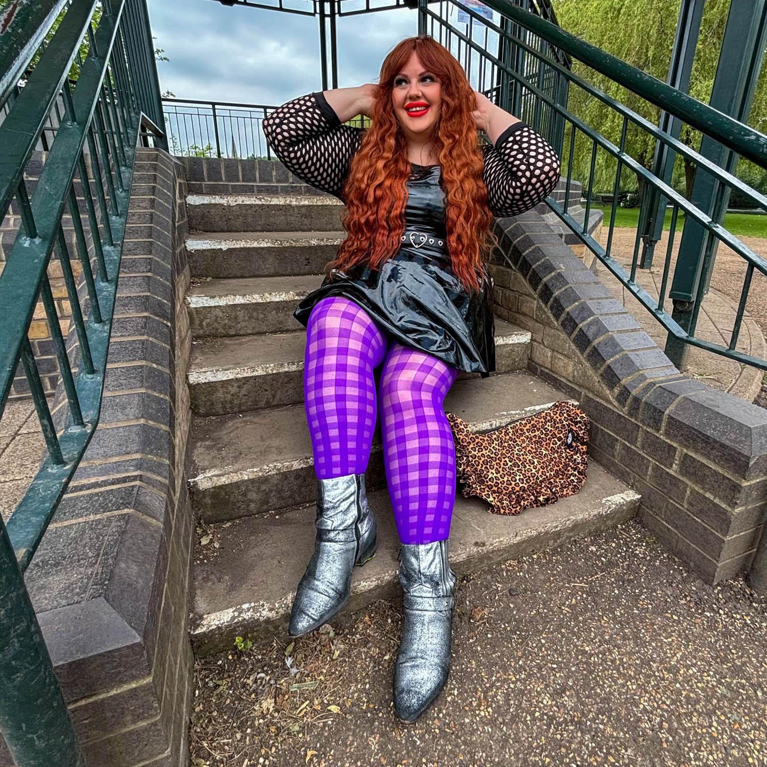 Snag Tights Purple Gingham Checkmate Tights