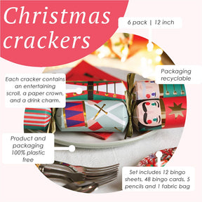 Nutcracker 3 Design Christmas Crackers - 6 Pack