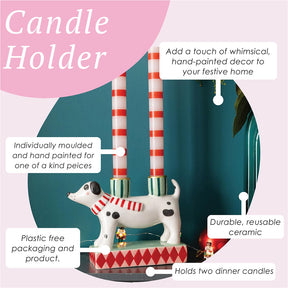 Hand-Painted Dog Candle Holder