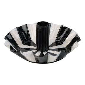 Black White Stripe Scalloped Candle Holder