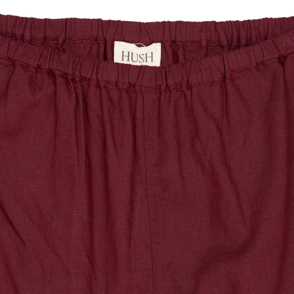 Hush Burgundy Red Linen Blend Shorts