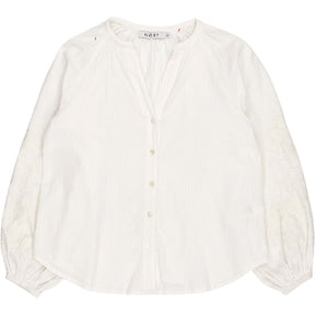 NRBY White Embroidered Sleeve Blouse