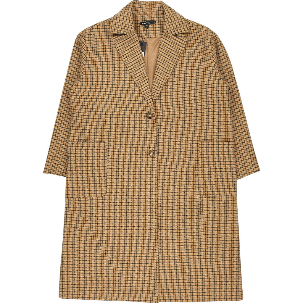 Motel Brown Check Houndstooth Duster Coat