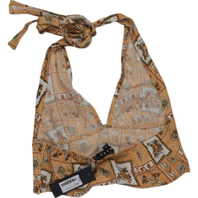 Motel Beige Patterned Halter Top