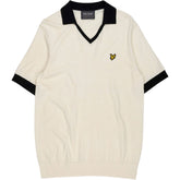 Lyle & Scott Cream Navy V-Neck Polo Shirt