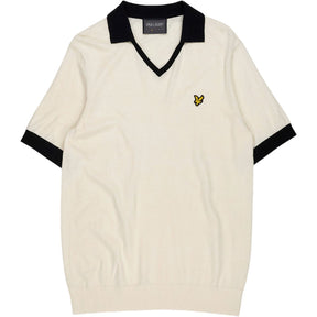 Lyle & Scott Cream Navy V-Neck Polo Shirt