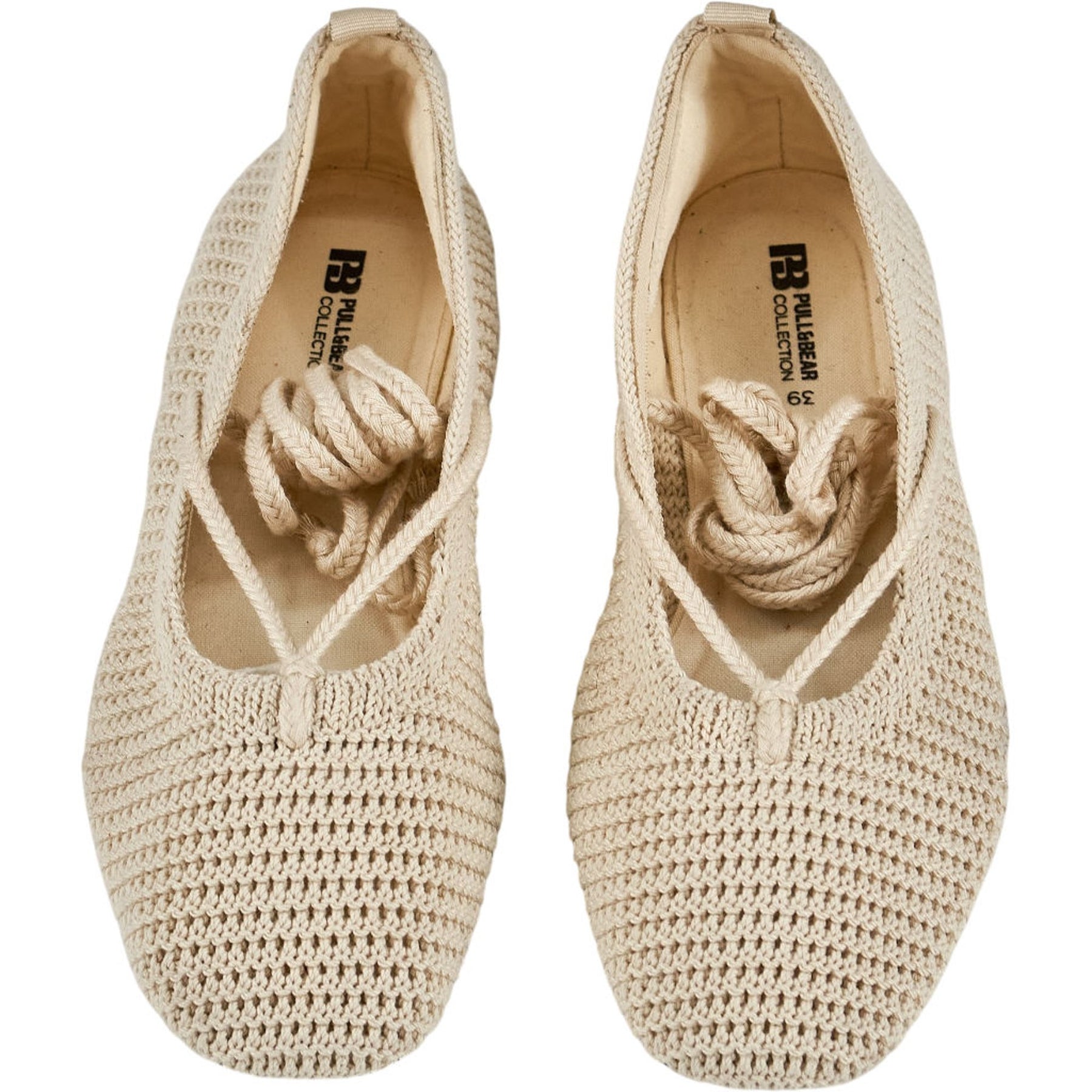 Pull & Bear Cream Crochet Flats