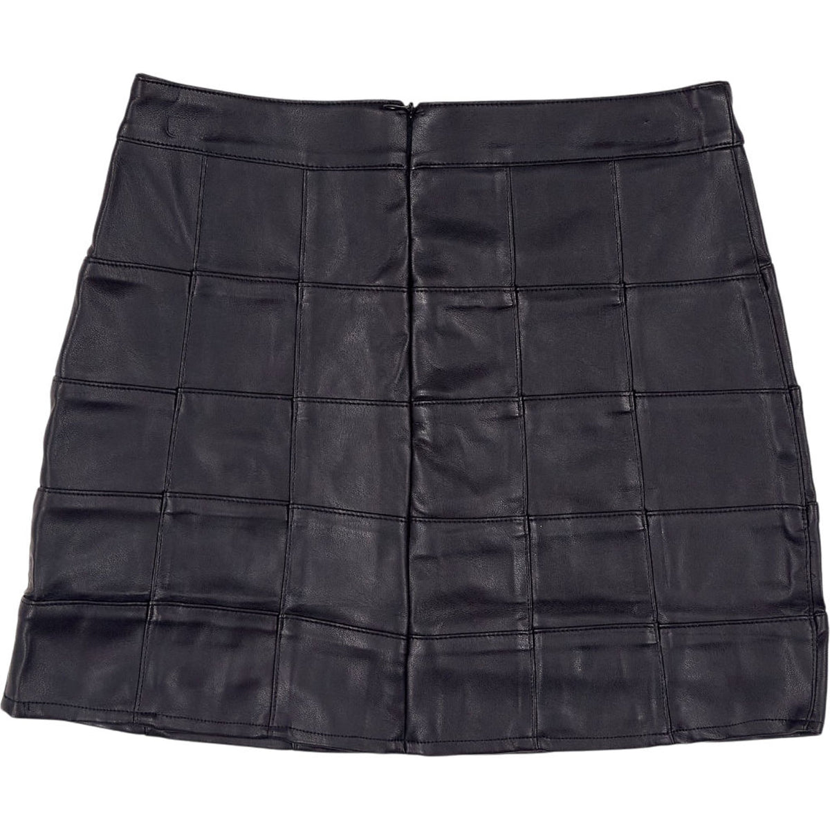Motel Black PU Patchwork Skirt
