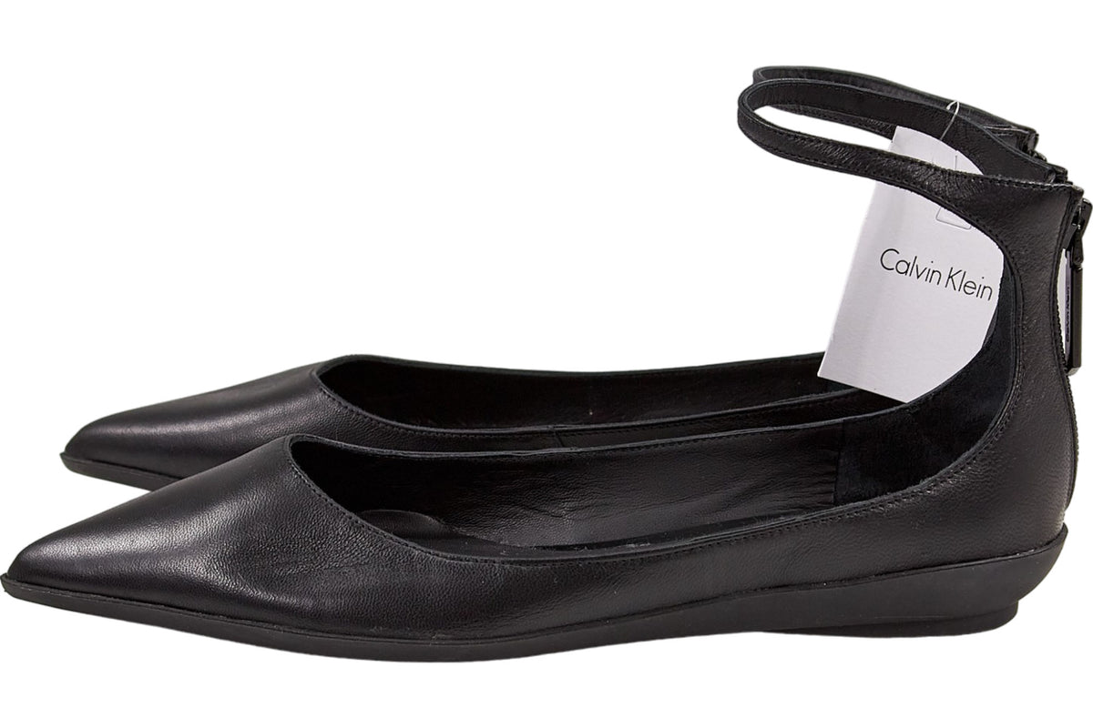 Calvin Klein Black Wrapped Ankle Ballet Flat