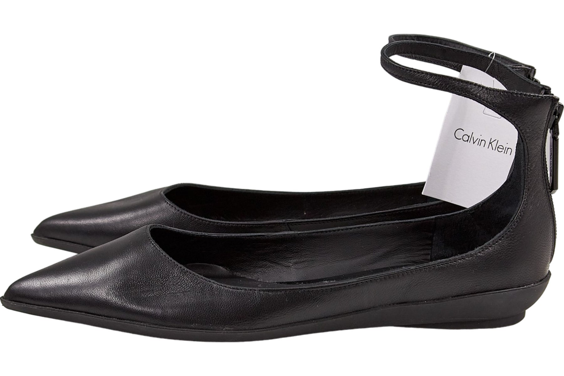 Calvin Klein Black Wrapped Ankle Ballet Flat