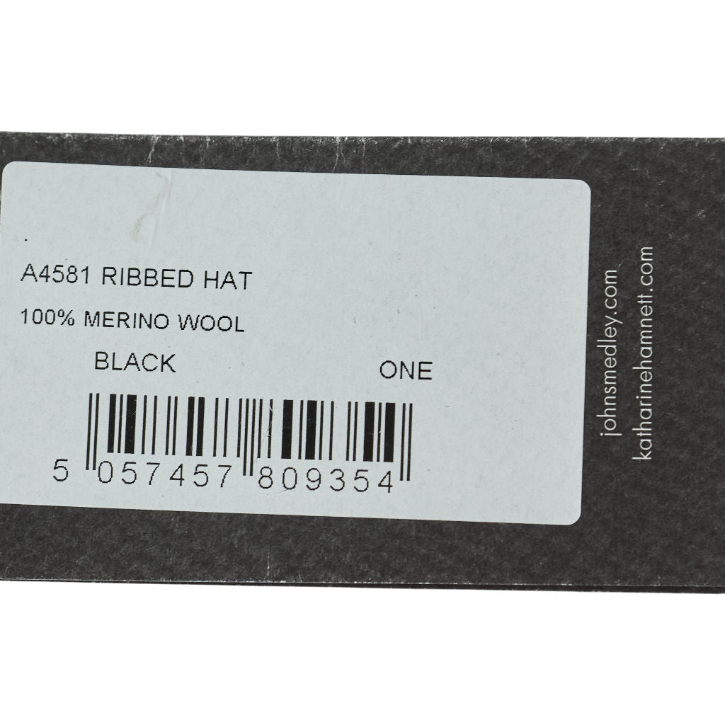 Katharine Hamnett x John Smedley Black Ribbed Beanie