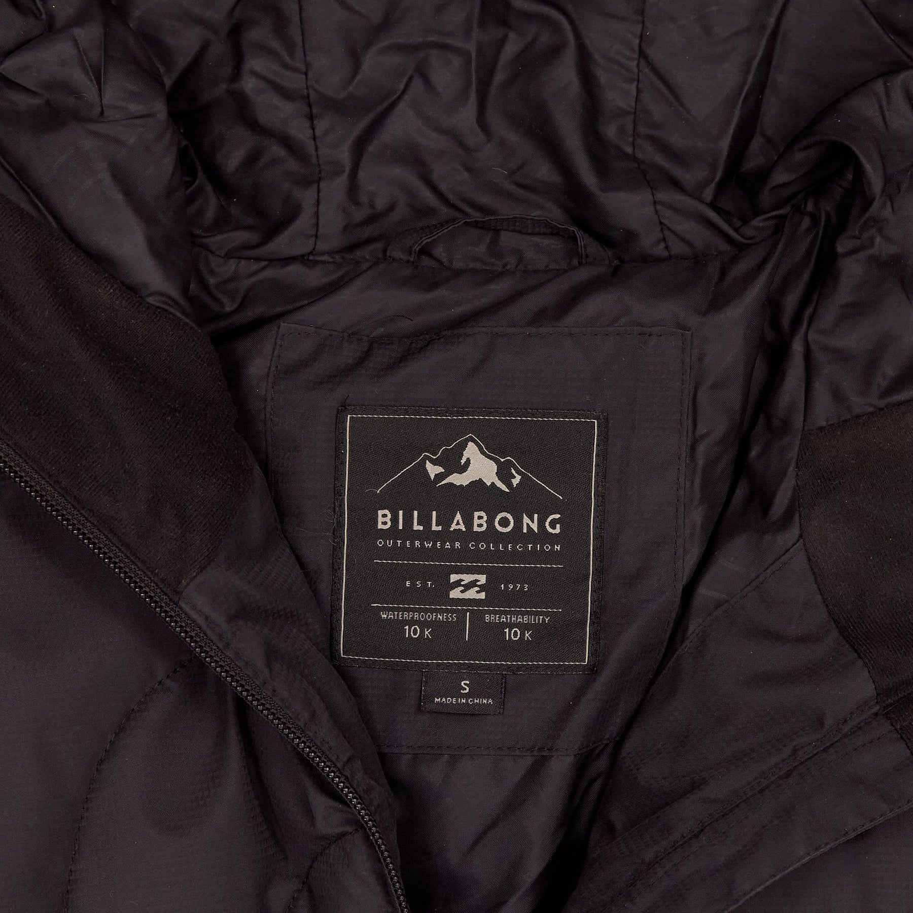 Billabong Black Quilted Jacket with Faux Fur Hood