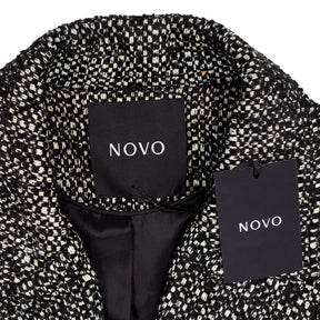 Novo Black Wool Blend Belted Coat