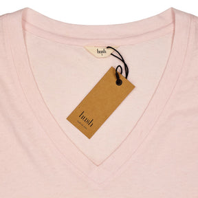 Hush Pink Linen Blend V-Neck T-Shirt