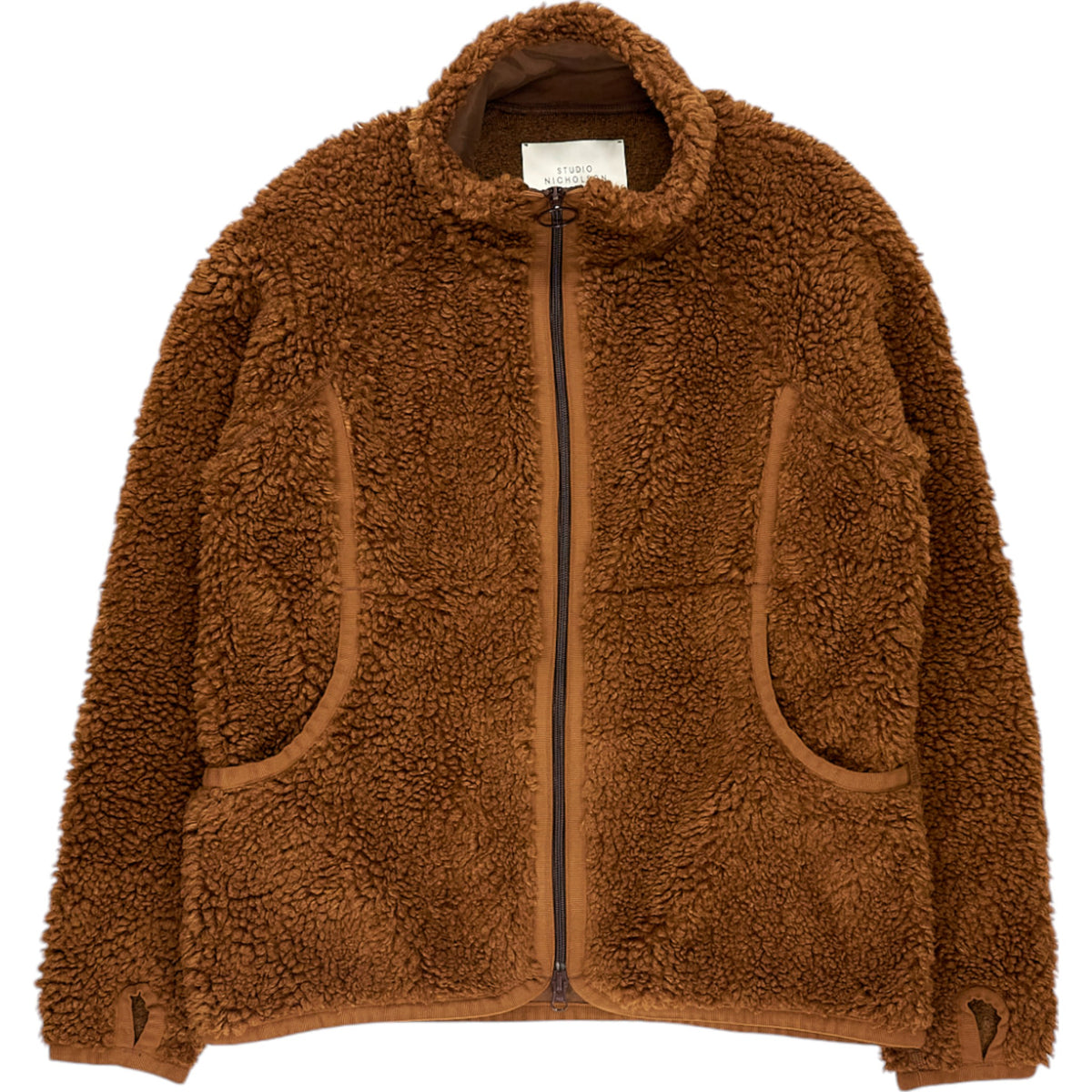 Studio Nicholson Brown Teddy Fleece Jacket | Shop from