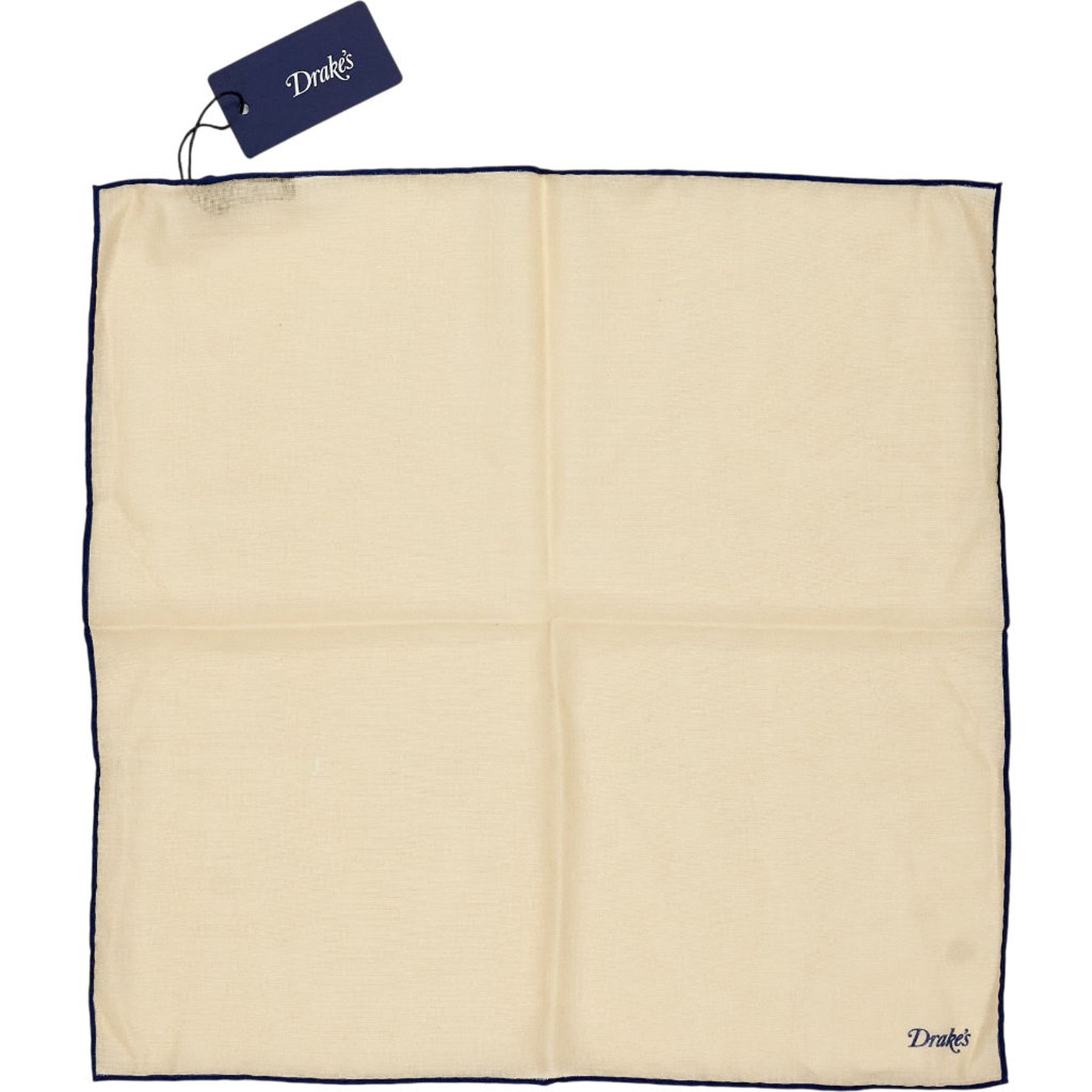Drake's Cream Wool Silk Pocket Square