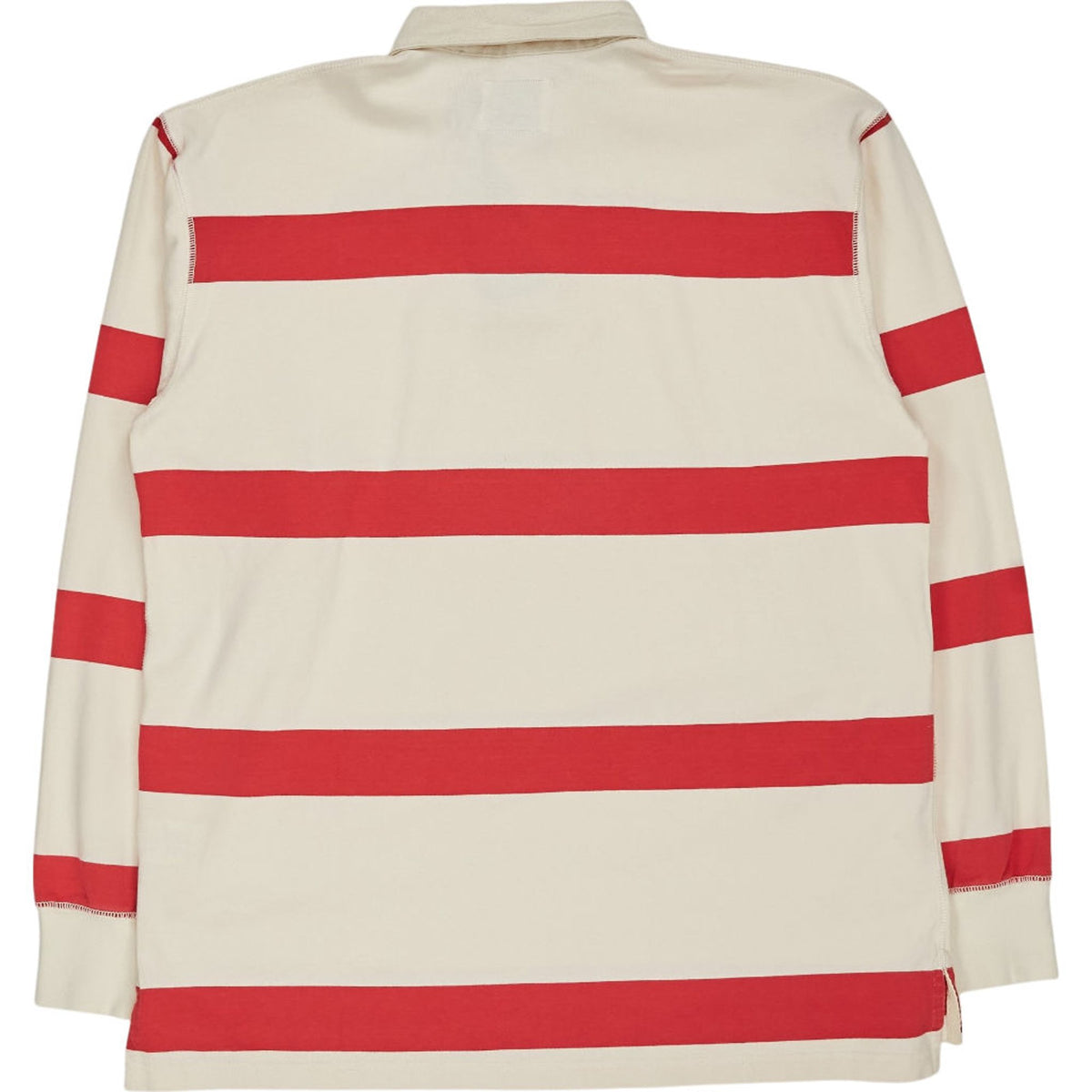 Drake's White Red Stripe Rugby Shirt L