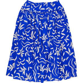 Hush Blue Abstract Palm Midi Skirt