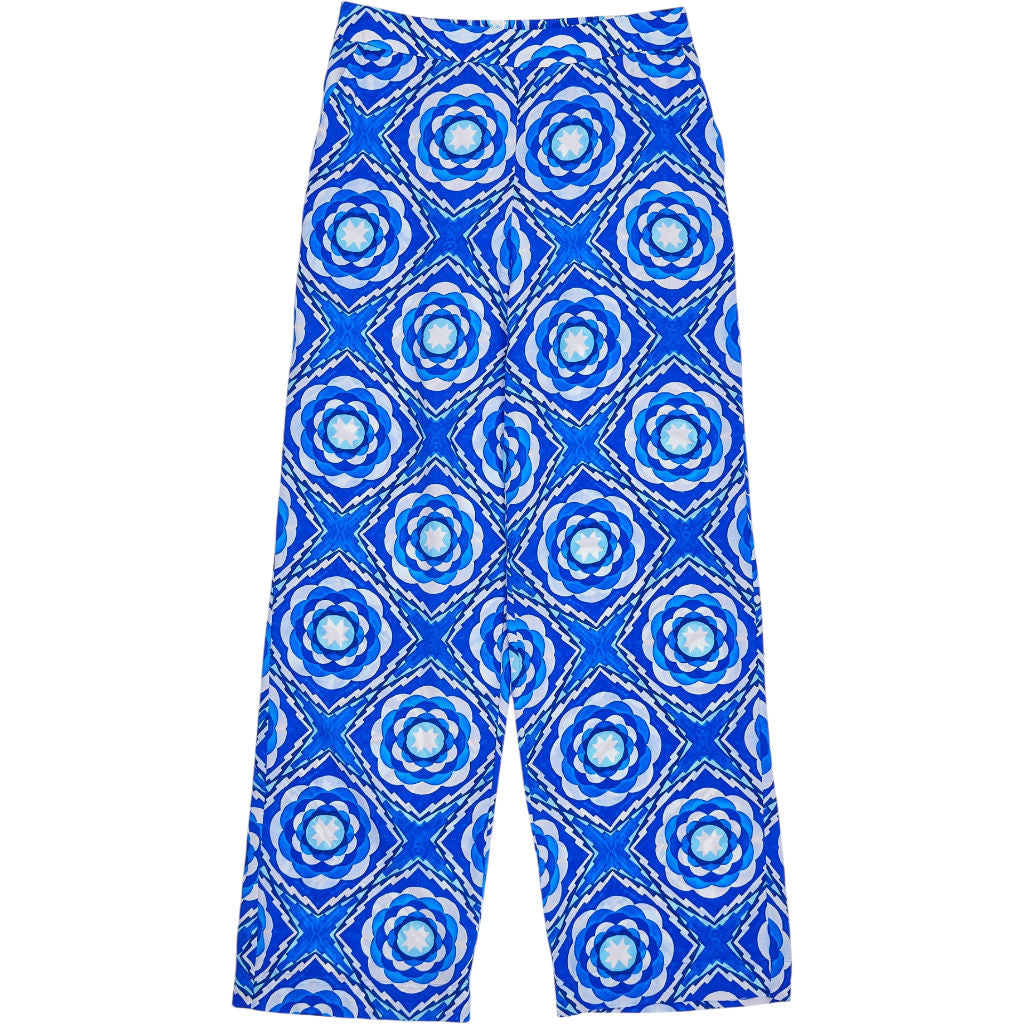 NRBY Blue Geometric Wide Leg Trousers