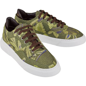 By Walid Green Print Raw Silk Trainers