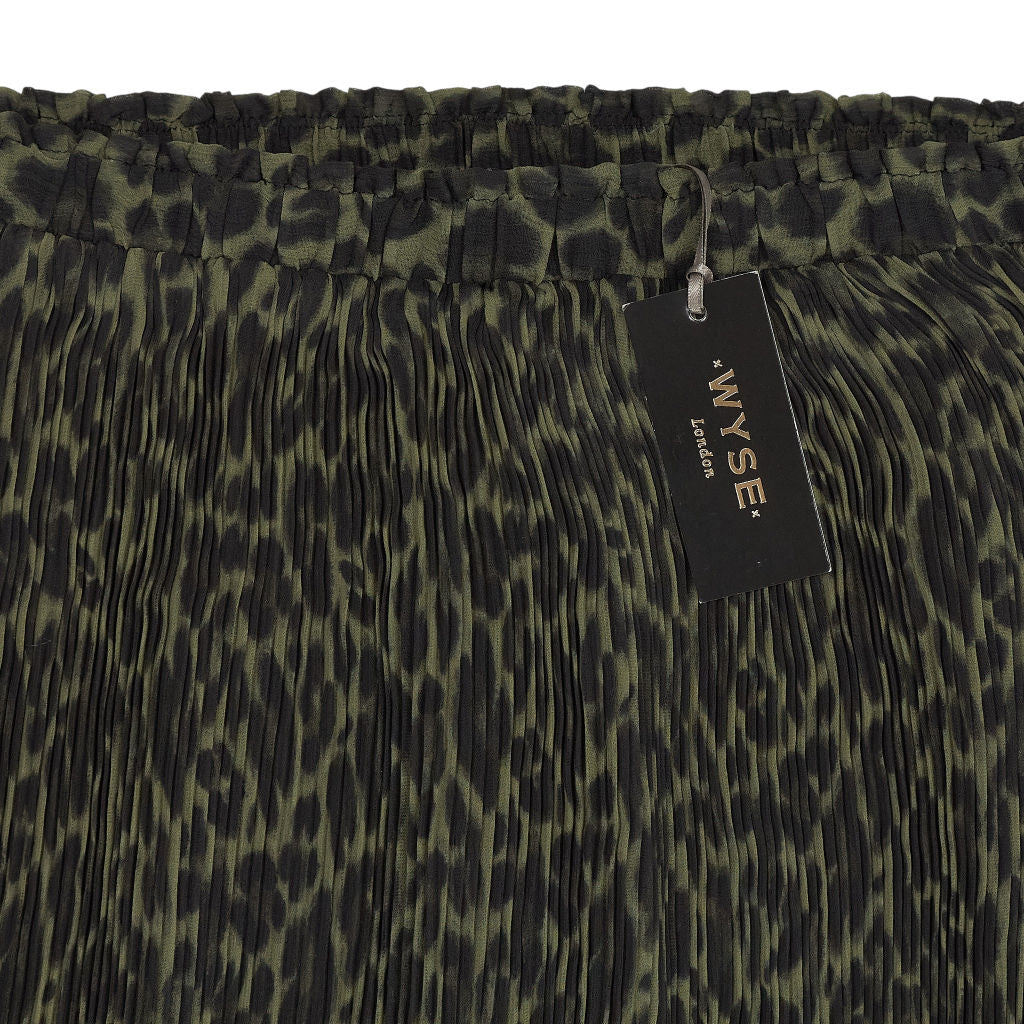 WYSE Khaki Estelle Pleat Skirt