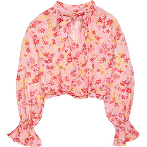 OMNES Pink Floral Wrap Blouse