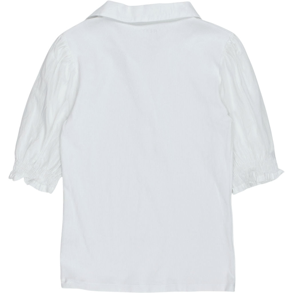 NRBY White Cotton Collared Top