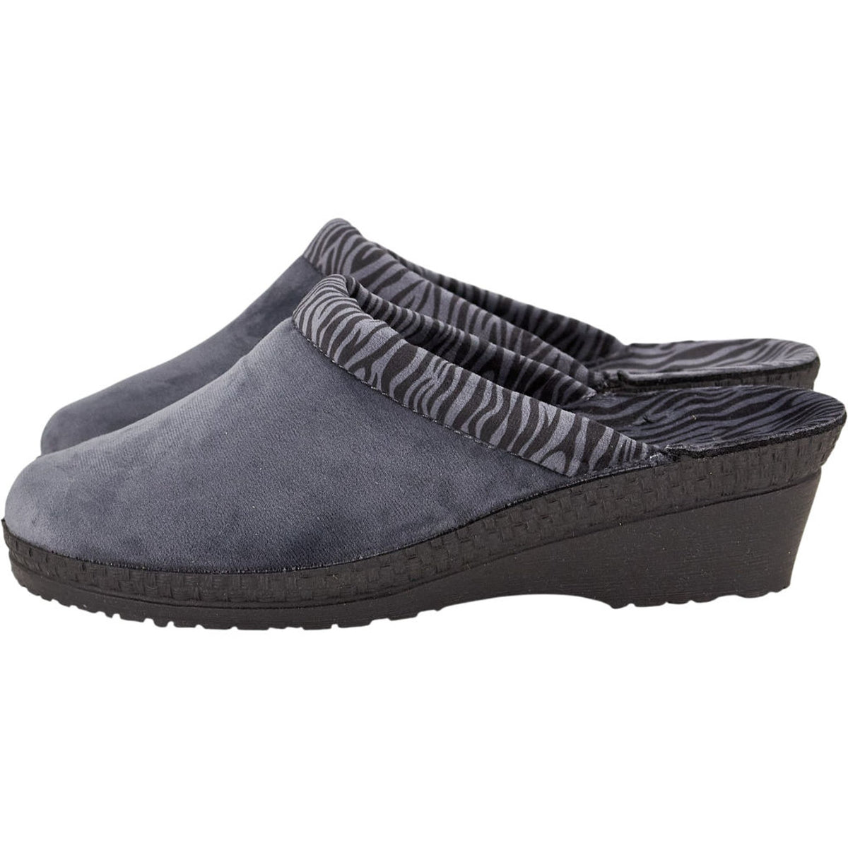 Rohde Grey Zebra Print Slippers