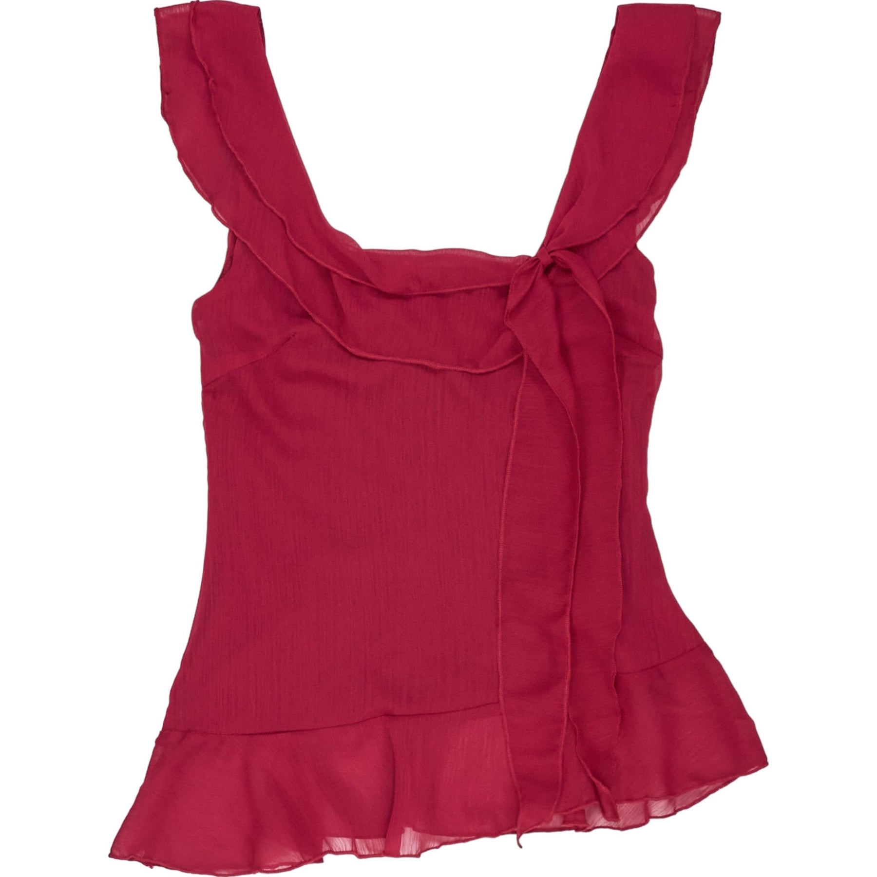 Motel Burgundy Rufle Concise Top