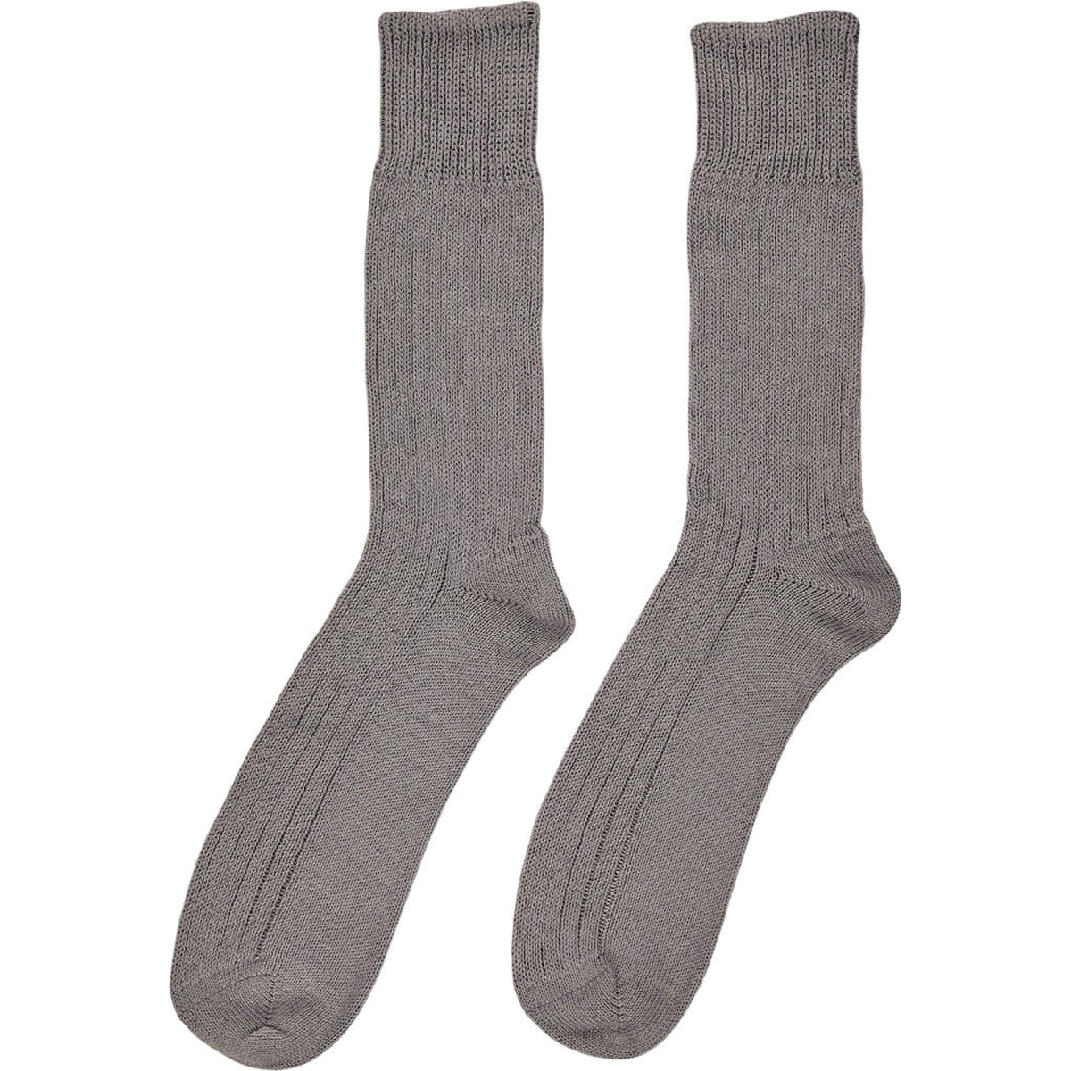 Drakes Grey Ribbed Socks L