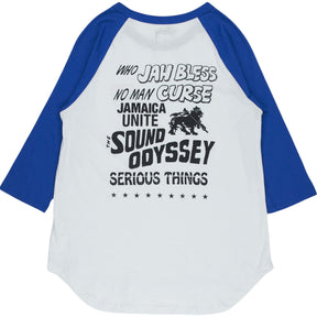 Stussy White/Blue Cotton Raglan Sleeve T-Shirt