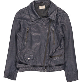 Hush Grey Leather Biker Jacket